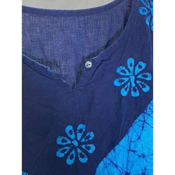 UNBRANDED Women’s Blue Printed Split-Neck Short Sleeve Kimono Overshirt SZ OS - Picture 4 of 9